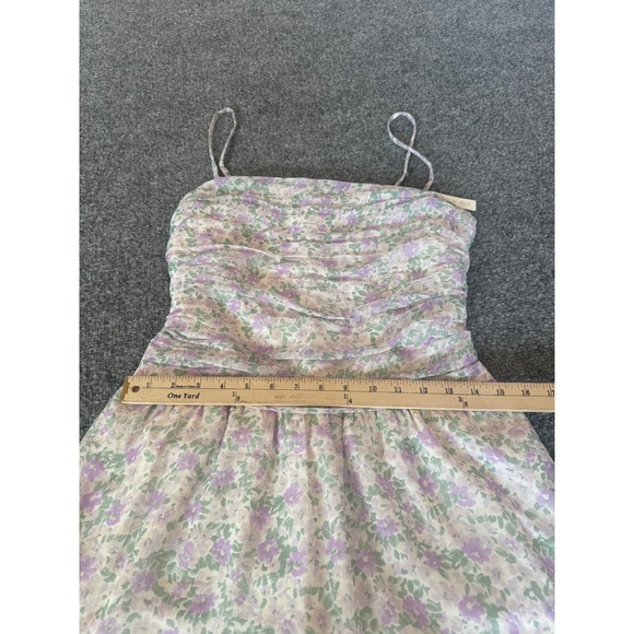 Hollister Floral Chilfon Skort Mini Dress Spaghetti Straps Lavender Green SZ M - Picture 9 of 14